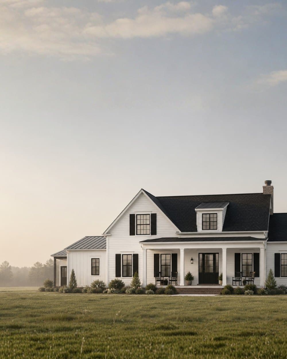 Casa unifamiliar en un terreno abierto de Georgia al amanecer